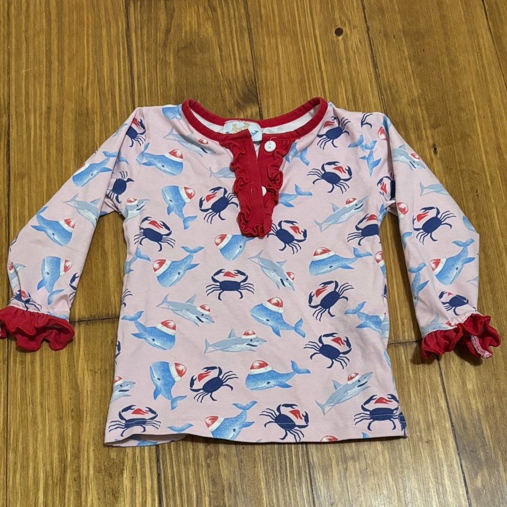 Busy Bees Smocks! 24 Month Santa Hat Sea Creature Top